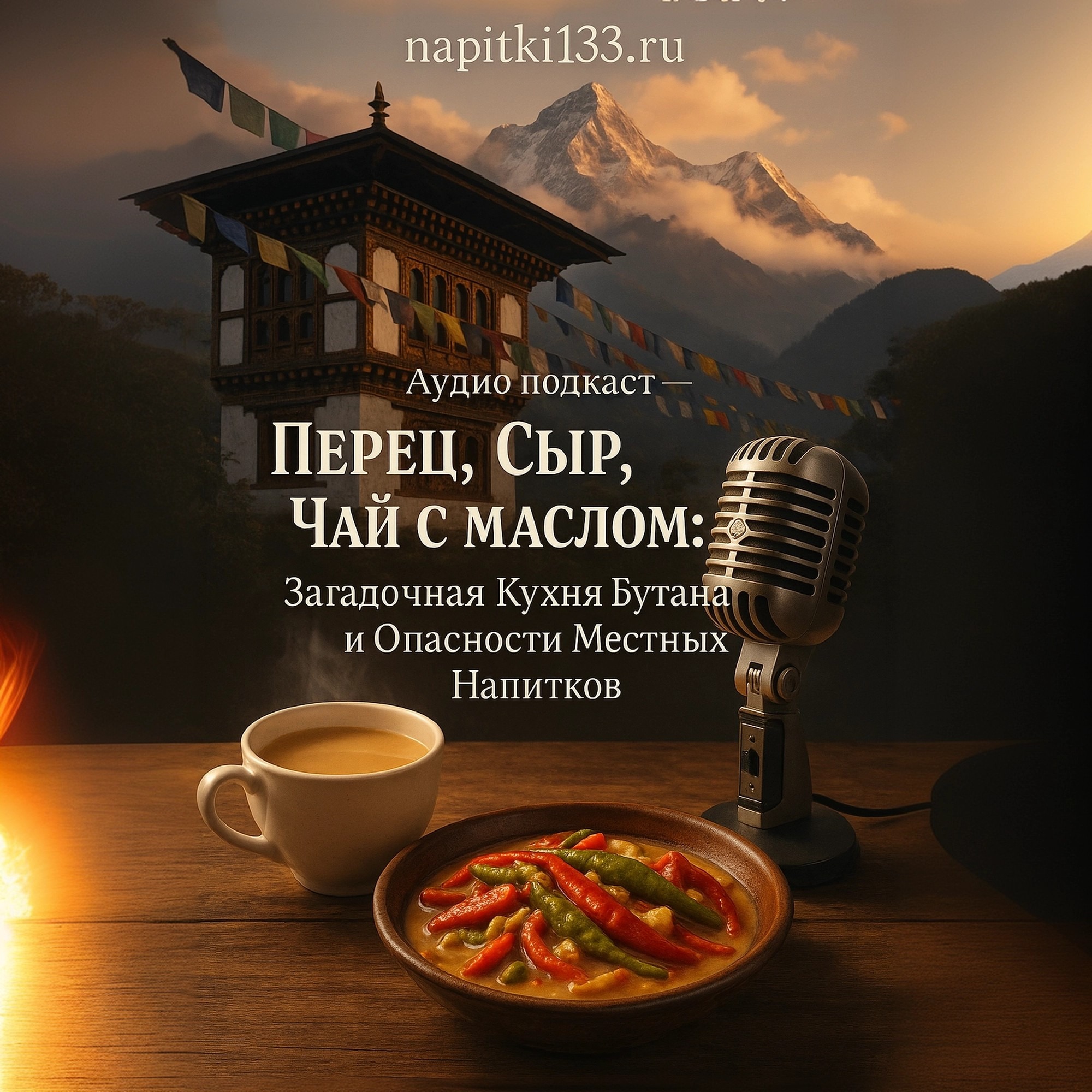 Аудио подкаст- Перец, Сыр, Чай с маслом: Загадочная Кухня Бутана и Опасности Местных Напитков episode artwork