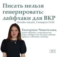 Онлайн-лекция «Писать нельзя генерировать: лайфхаки для ВКР» I Екатерина Чевычелова