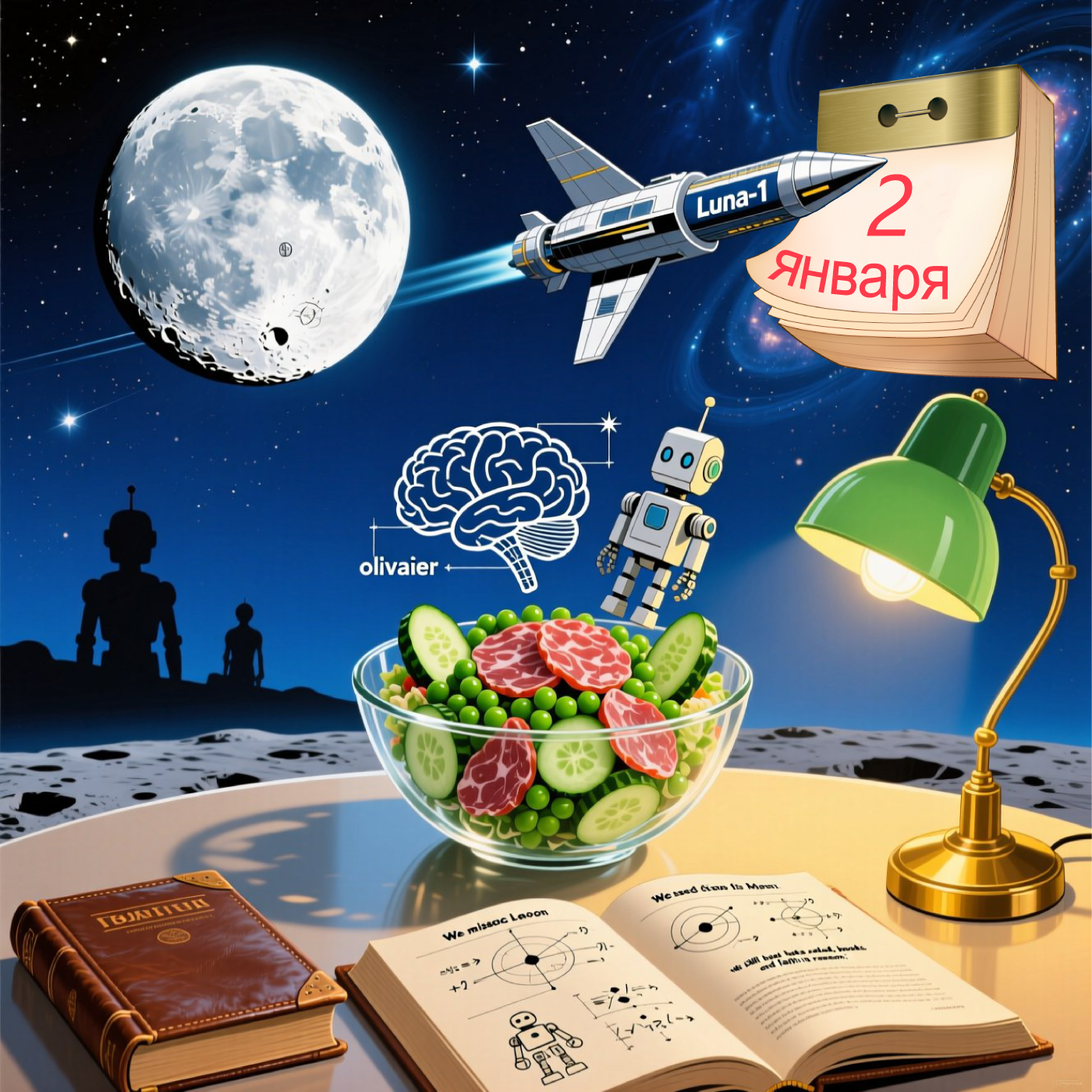 Оливье под Азимова и полет мимо Луны