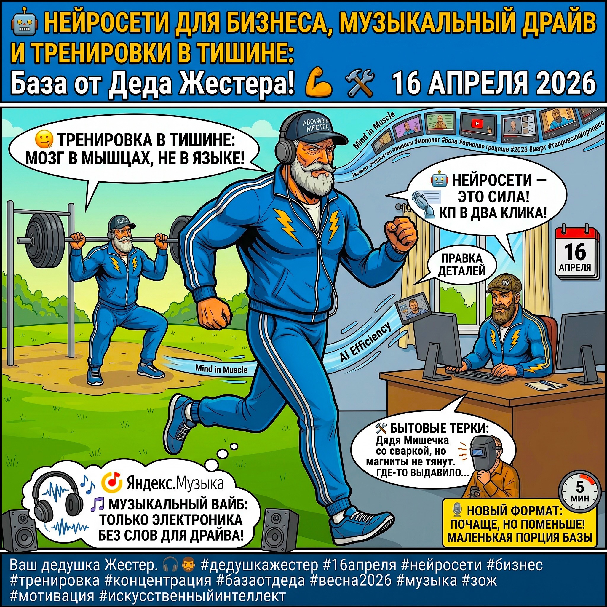 Выпуск 371. 🤖 НЕЙРОСЕТИ ДЛЯ БИЗНЕСА, МУЗЫКАЛЬНЫЙ ДРАЙВ И ТРЕНИРОВКИ В ТИШИНЕ: База от Деда Жестера! 🦾🛠️ episode artwork