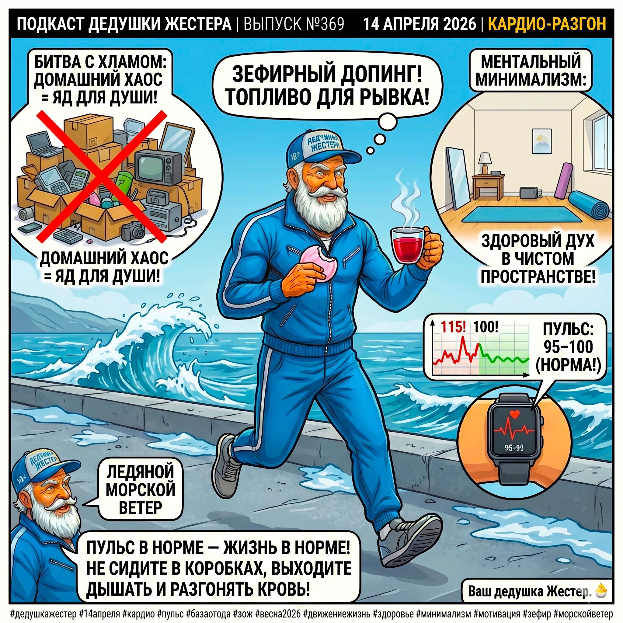 Выпуск 369. 🫀 КАРДИО-РАЗГОН, ЗЕФИРНЫЙ ДОПИНГ И БИТВА С ХЛАМОМ: База от Деда Жестера! 🌊🦾 episode artwork