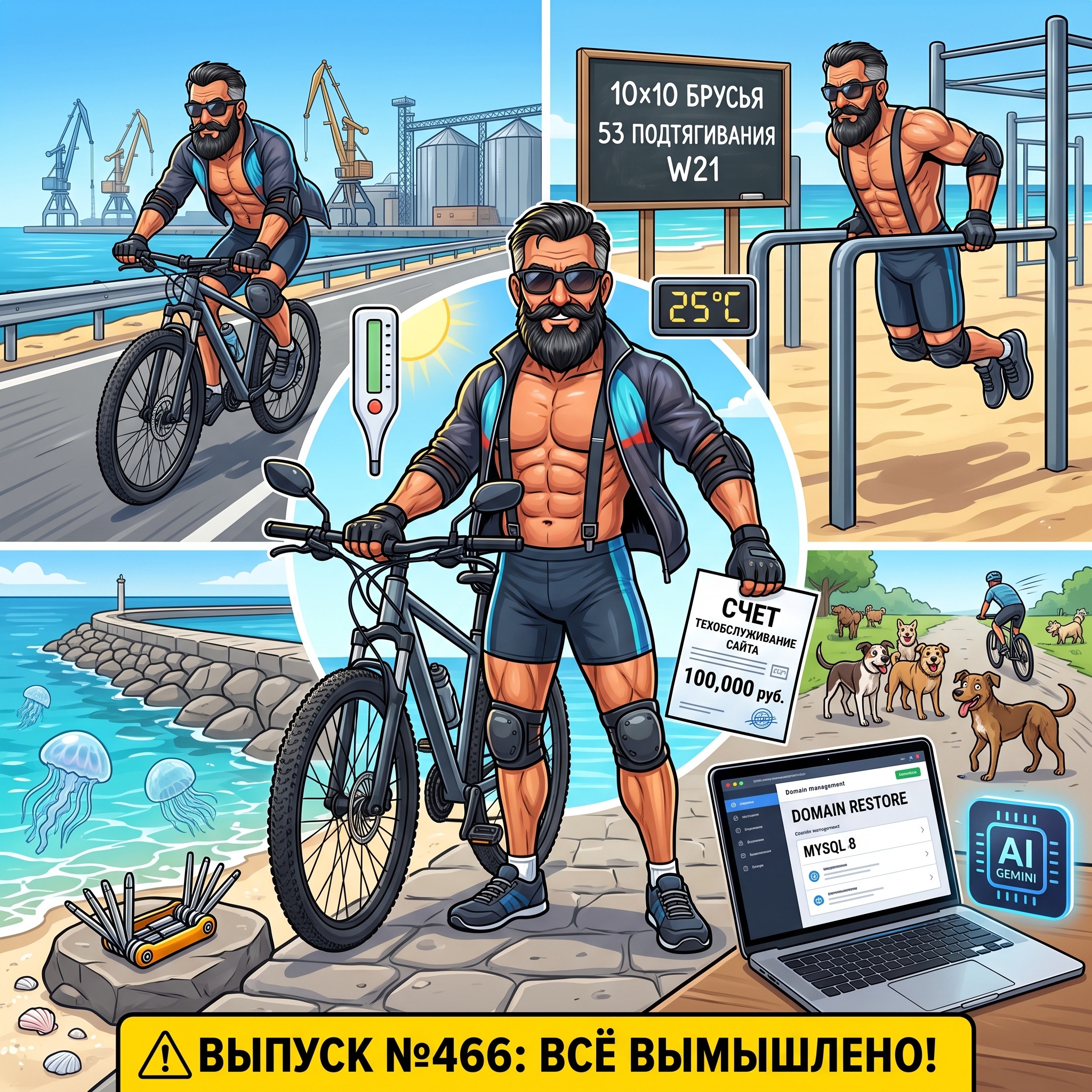 Выпуск №466: Октябрьский зной +25, заплыв на дамбе среди медуз, счет на 100 тысяч за брошенный домен и 10х10 на брусьях Ейской косы episode artwork