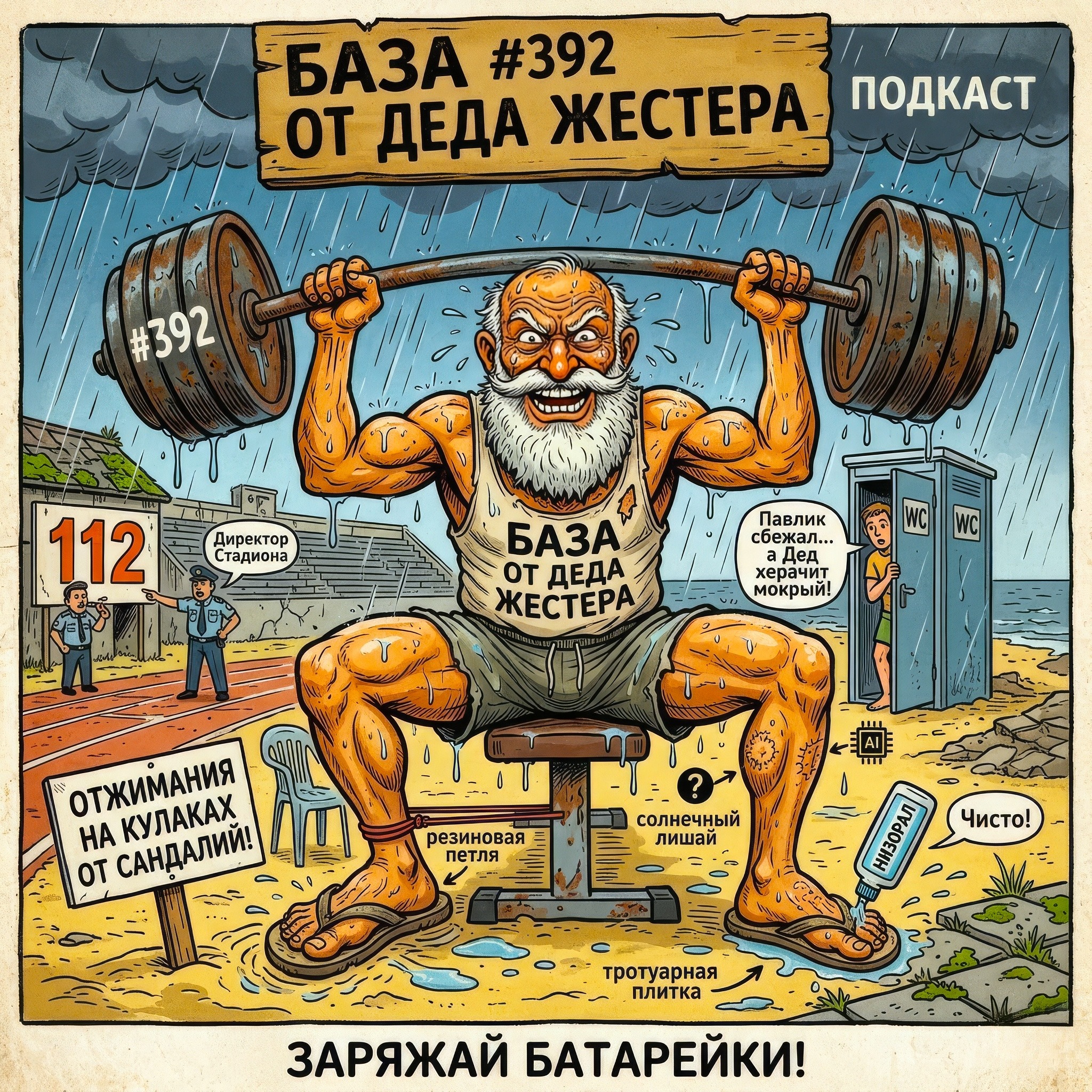 Выпуск #392: Штурм штанги под ливнем, отжимания на тапках и лечение лишая по нейросети episode artwork