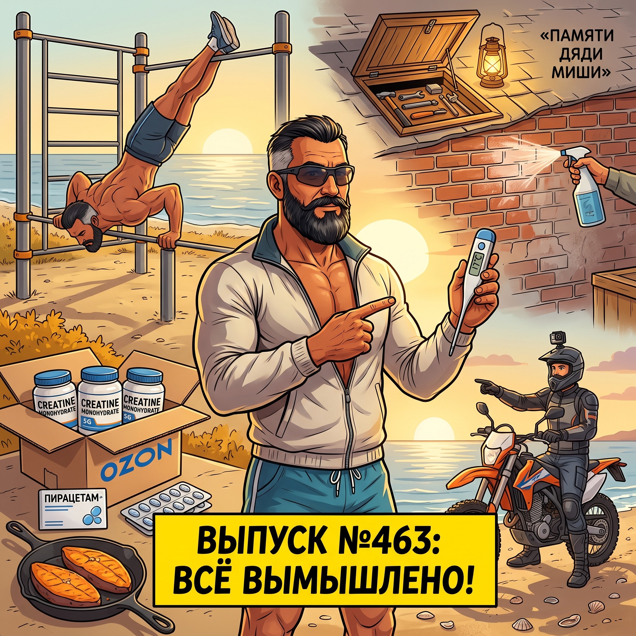 Выпуск №463: Памяти Дяди Миши, заплыв в 17-градусном штиле, кислотный детокс кирпича и Димон на 300-кубовом эндуро (Рекомендуемый — бьет по всем главным темам!) episode artwork